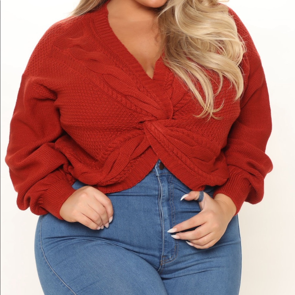 Used Fashion Nova Twisted Stories Sweater Rust orange 1X